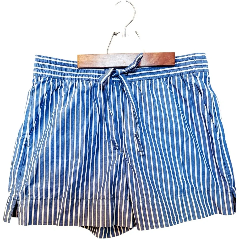 Banana Republic Midrise Drawstring Shorts – Blue & White Stripe (Size M) - Picture 4 of 8